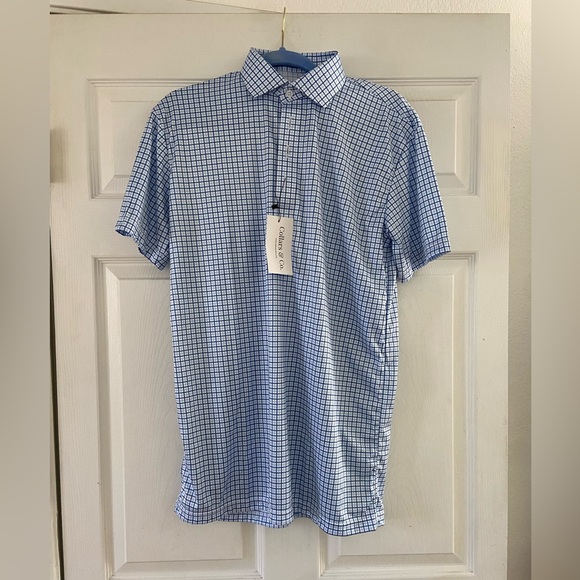 NWT Collars & Co. Semi-Spread Collar Polo Blue Twttersall Mens Size Medium Tall - Picture 2 of 11
